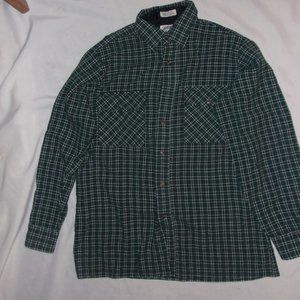 Bay area mens size medium plaid blue green mens flannel shirt outdoor wear